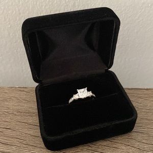 Women's Square-Cut & Round-Cut 3-Stone Engagement Ring